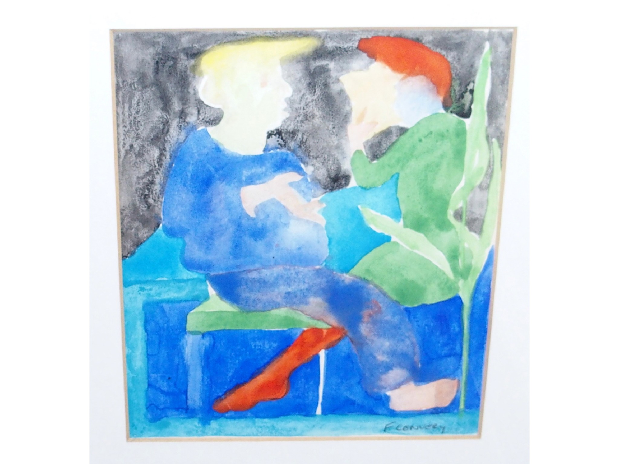 Appraisal: WILLIAM BAILLIE Abstract signed gouache and Frank Convery two figures