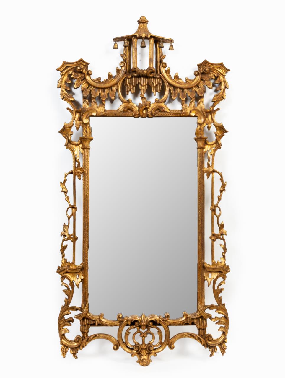 Appraisal: CHINESE CHIPPENDALE STYLE GILTWOOD MIRROR Italian giltwood mirror in the