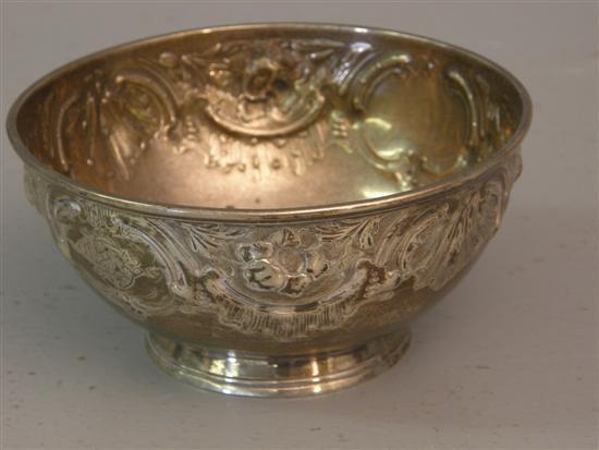 Appraisal: Victorian silver sugar bowl with embossed decoration London makers mark