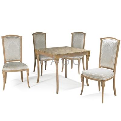 Appraisal: MARBLE TOP DINETTE SET Table and four side chairs with