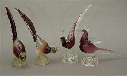 Appraisal: Four Venetian Glass Bird Figures to in