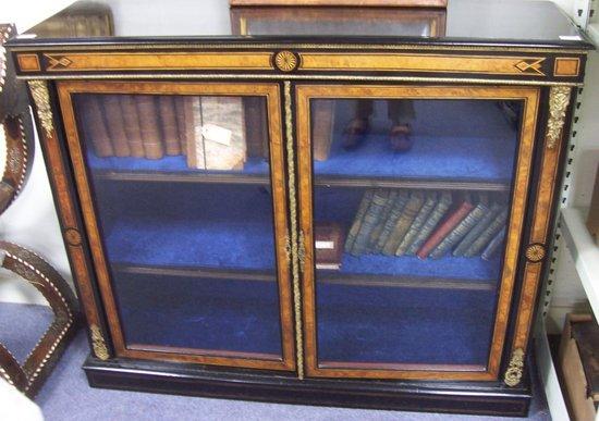 Appraisal: A th Century walnut and inlaid side cabinet the rectangular