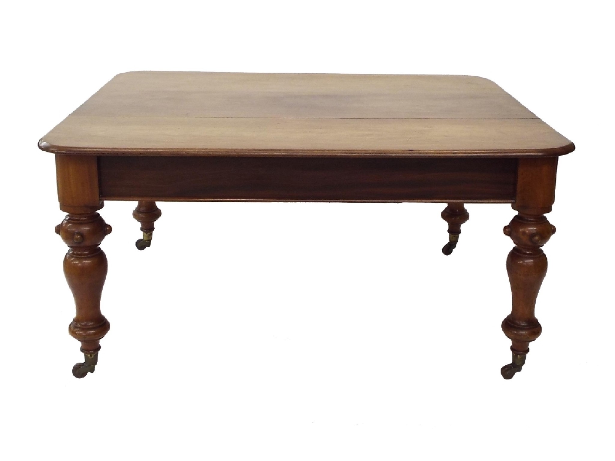 Appraisal: Victorian mahogany refectory dining table the moulded top upon turned