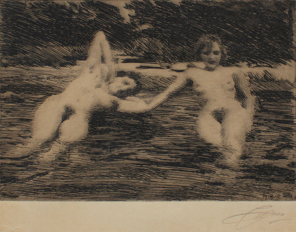 Appraisal: ZORN Anders Swedish - Two Young Female Bathing Nudes Etching