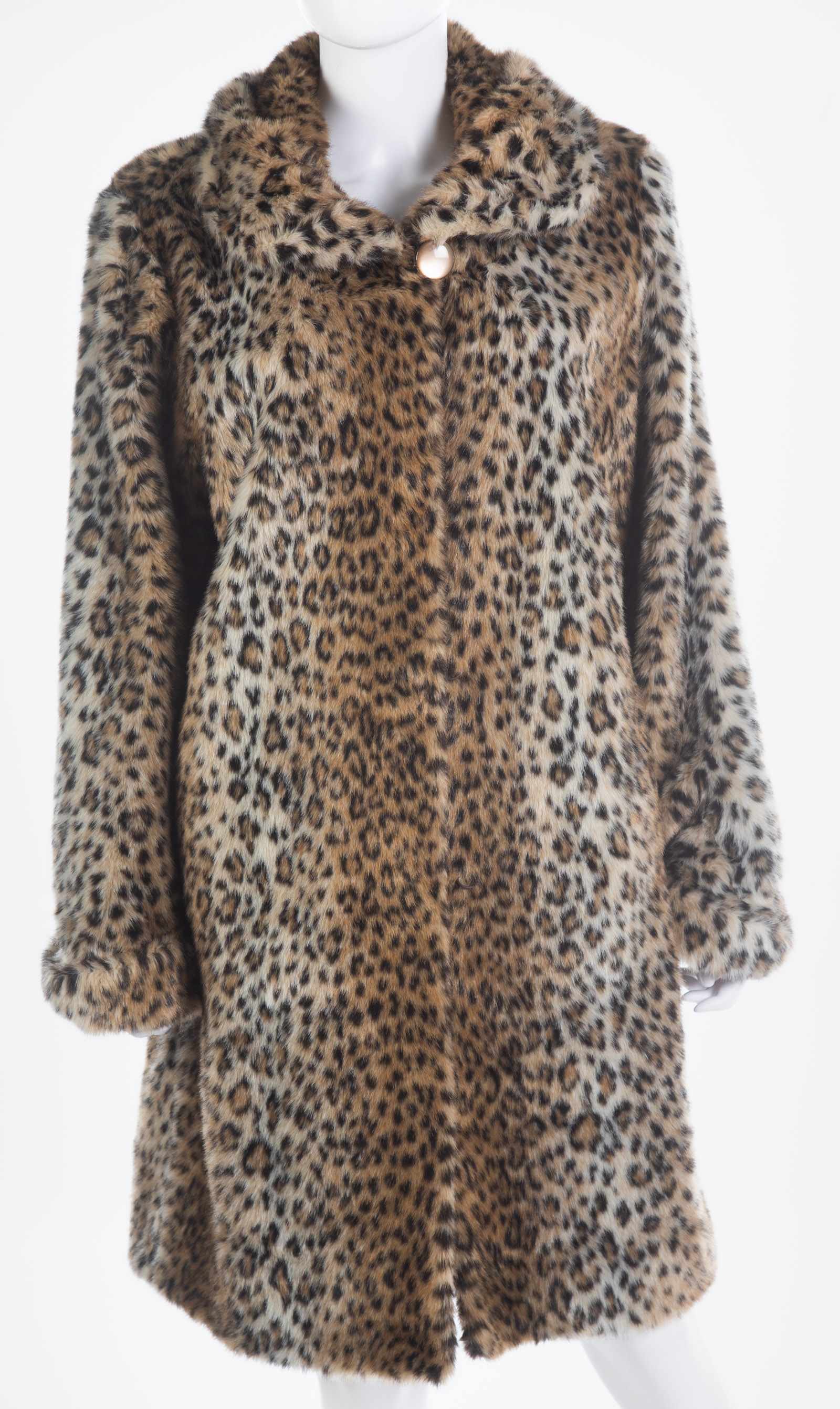 Appraisal: FAUX LEOPARD PRINT COAT Size M