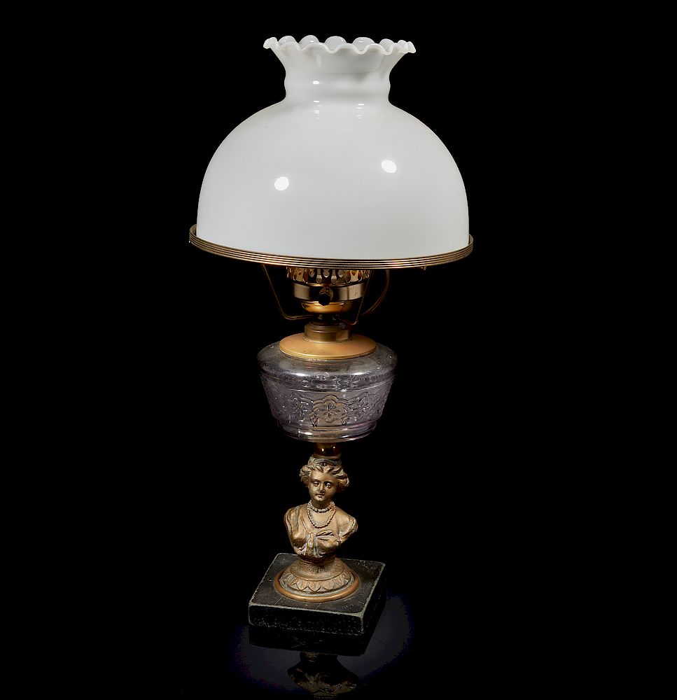 Appraisal: Table Lamp Assembled table lamp comprising a pressed glass body