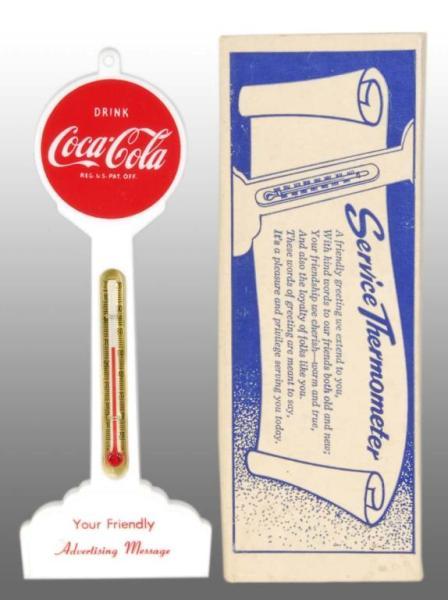 Appraisal: Plastic Coca-Cola Thermometer Description s Almost no wear Includes original