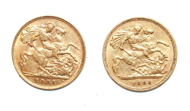 Appraisal: A VICTORIAN GOLD HALF SOVEREIGN and an half sovereign