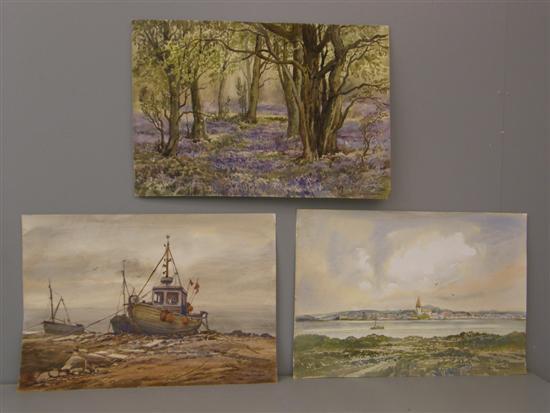 Appraisal: Keith Burtonshaw three watercolours of Sussex South Downs Hastings Selsdon