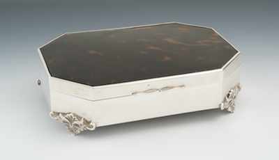 Appraisal: An English Sterling Silver and Tortoise Shell Humidor London dated