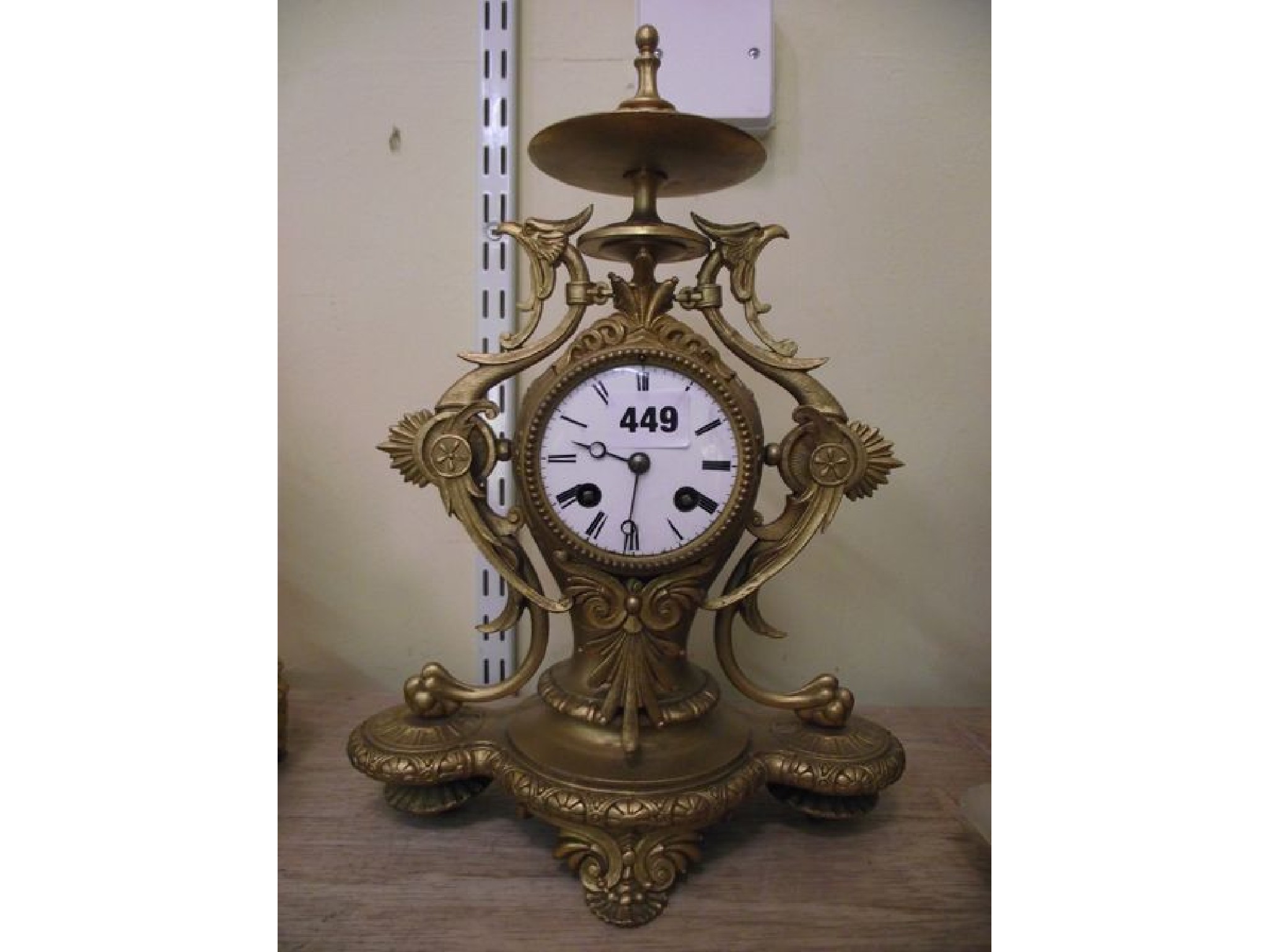 Appraisal: A th century gilt spelter mantle clock set within a