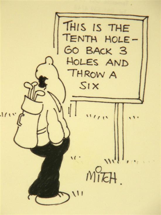 Appraisal: Roy Mitch Mitchell original golf cartoon 'This is the tenth