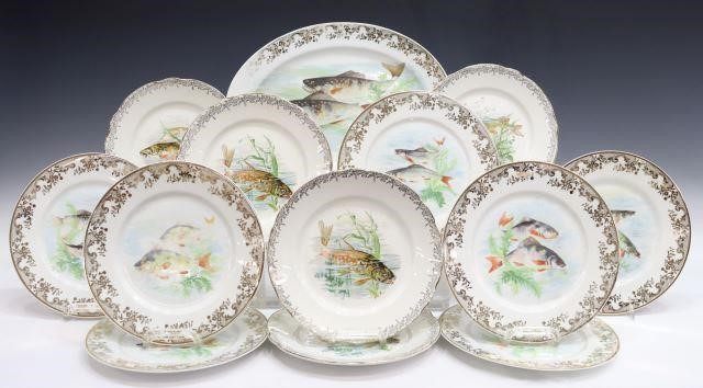 Appraisal: lot of French porcelain fish services including Opalor plates with