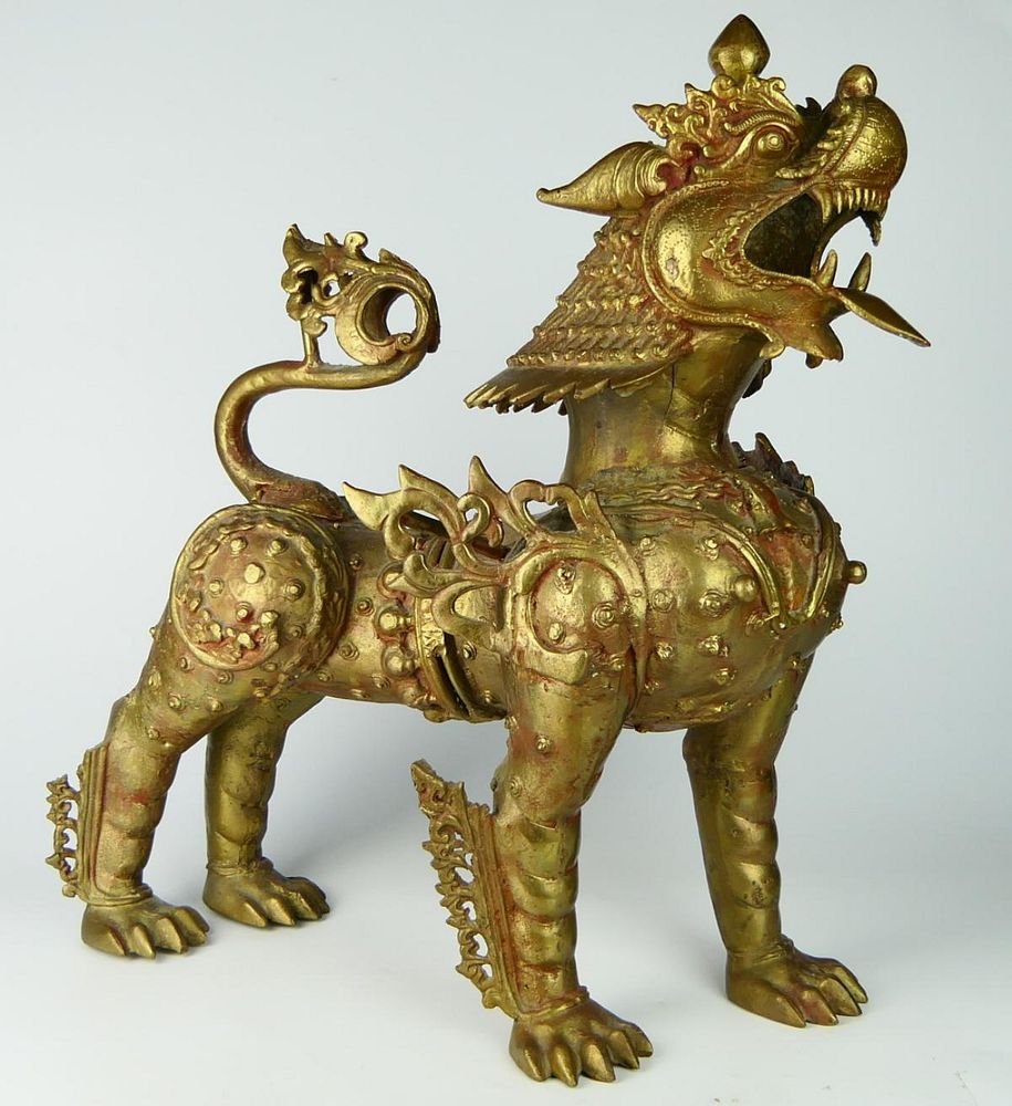 Appraisal: FABULOUS ASIAN BRONZE LARGE TEMPLE FOO LION Early th century