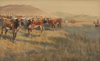 Appraisal: Edward Borein ''Trail Herd'' signed lower right Edward Borein titled