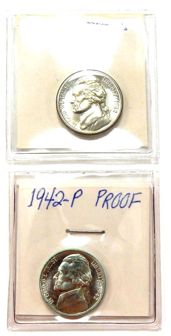 Appraisal: COINS -P proof type two silver Jefferson nickels two coins