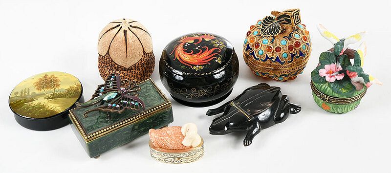 Appraisal: Assorted Small Lidded Boxes Continental Mideastern Russian th century assorted