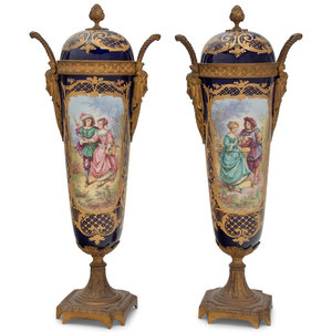 Appraisal: A Pair of S vres Style Gilt Bronze Mounted Porcelain