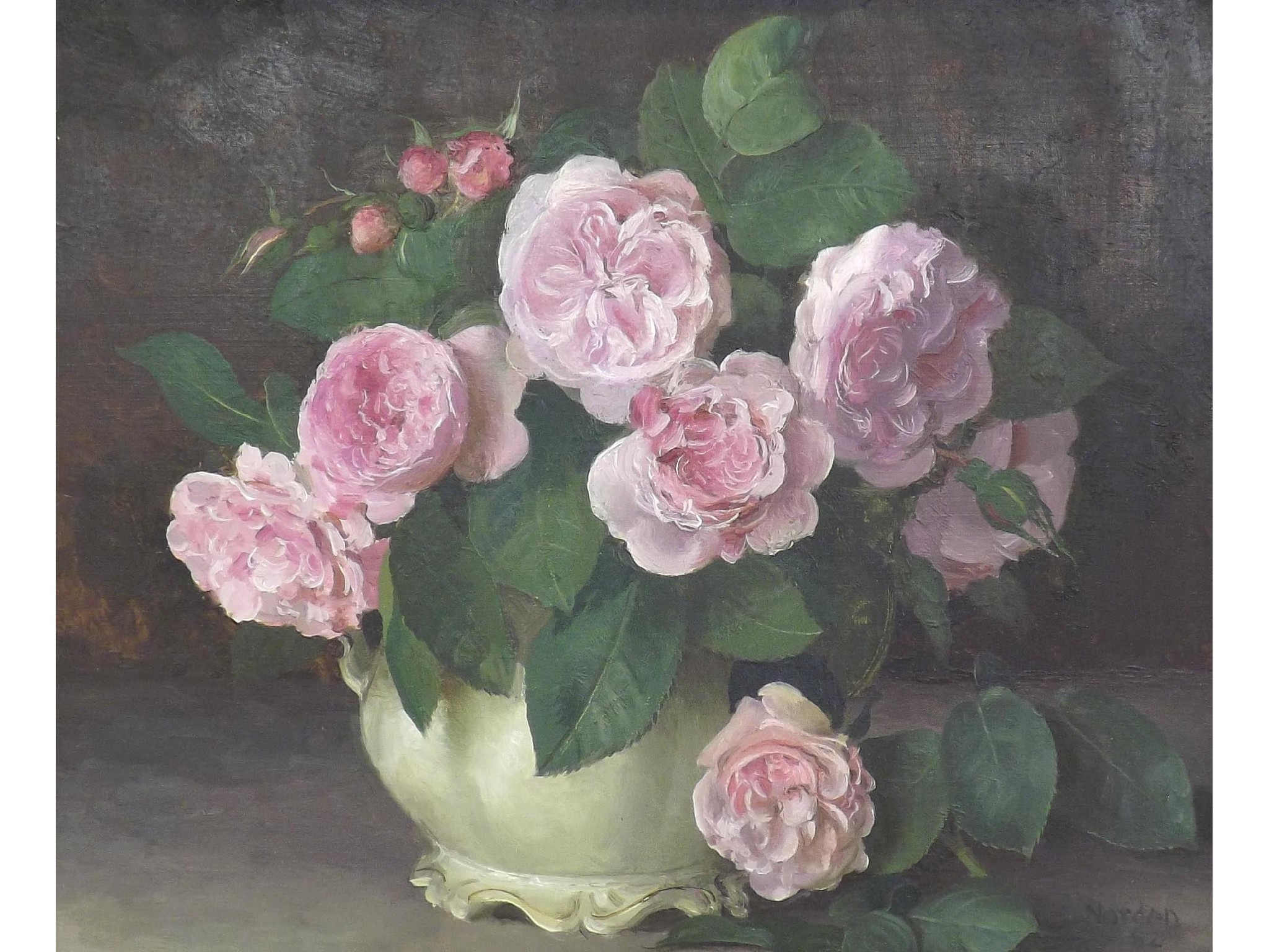 Appraisal: Gerald Norden - - 'Fantin Latour Roses' signed and dated