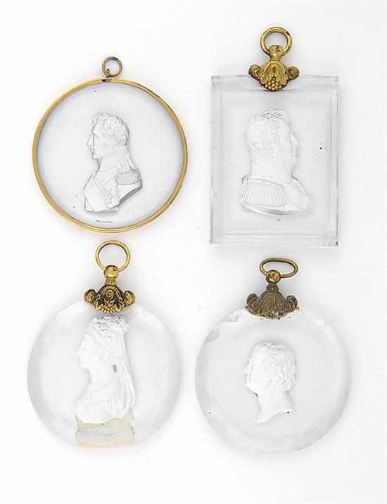 Appraisal: Collection of sulfide medallions th century faceted and beveled medallion