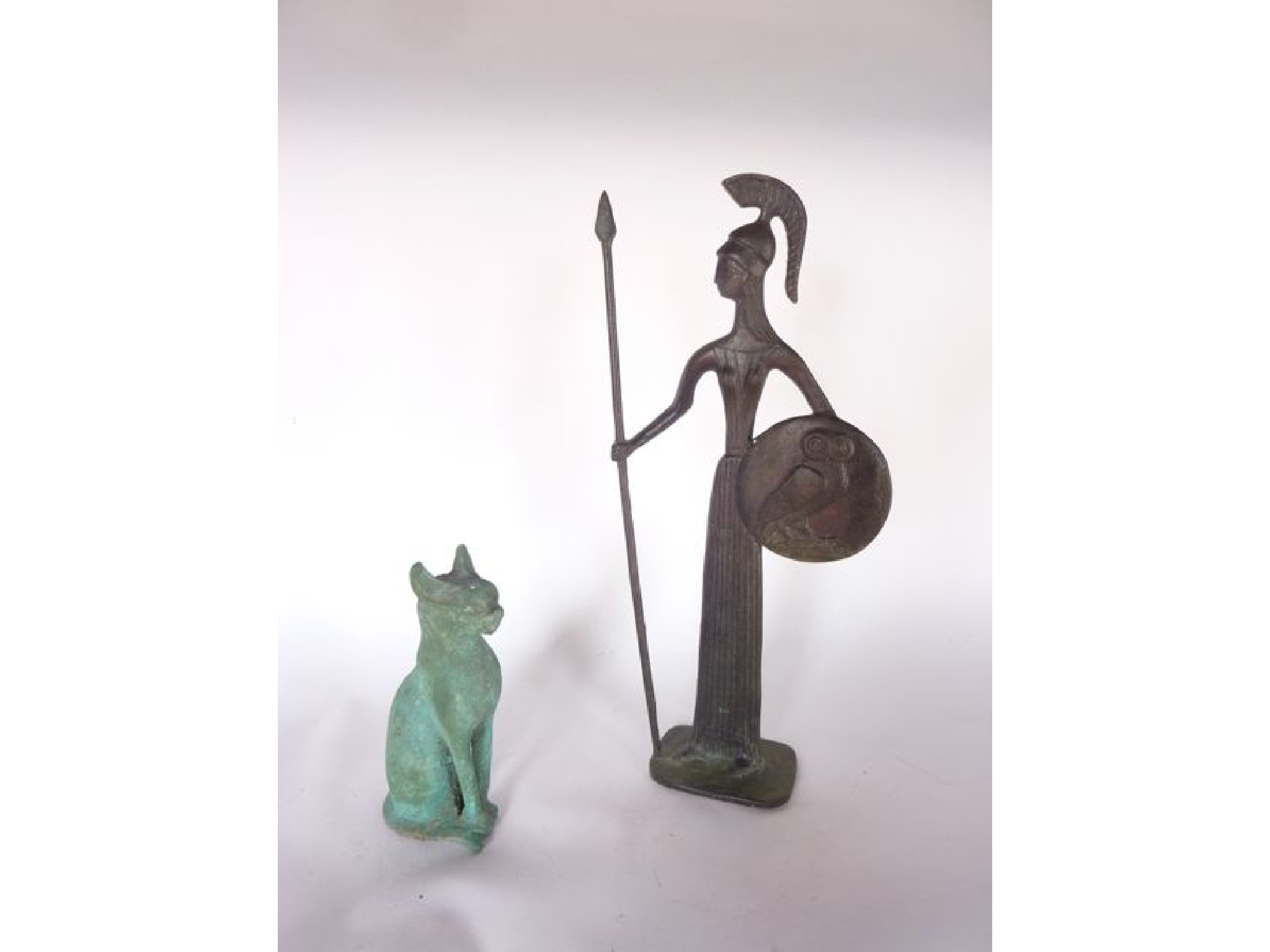 Appraisal: A cast bronze study of a stylised female warrior in