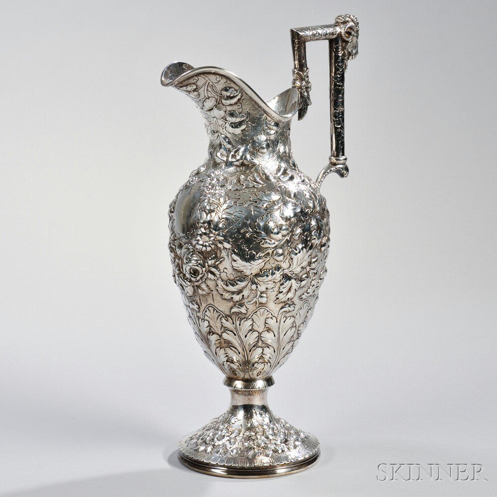 Appraisal: S Kirk Son Silver Ewer Baltimore - with rectangular handle