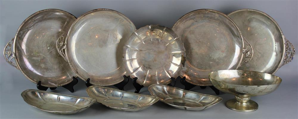 Appraisal: NINE AMERICAN SILVER VARIOUS SERVING TRAYS OR BOWLS by various