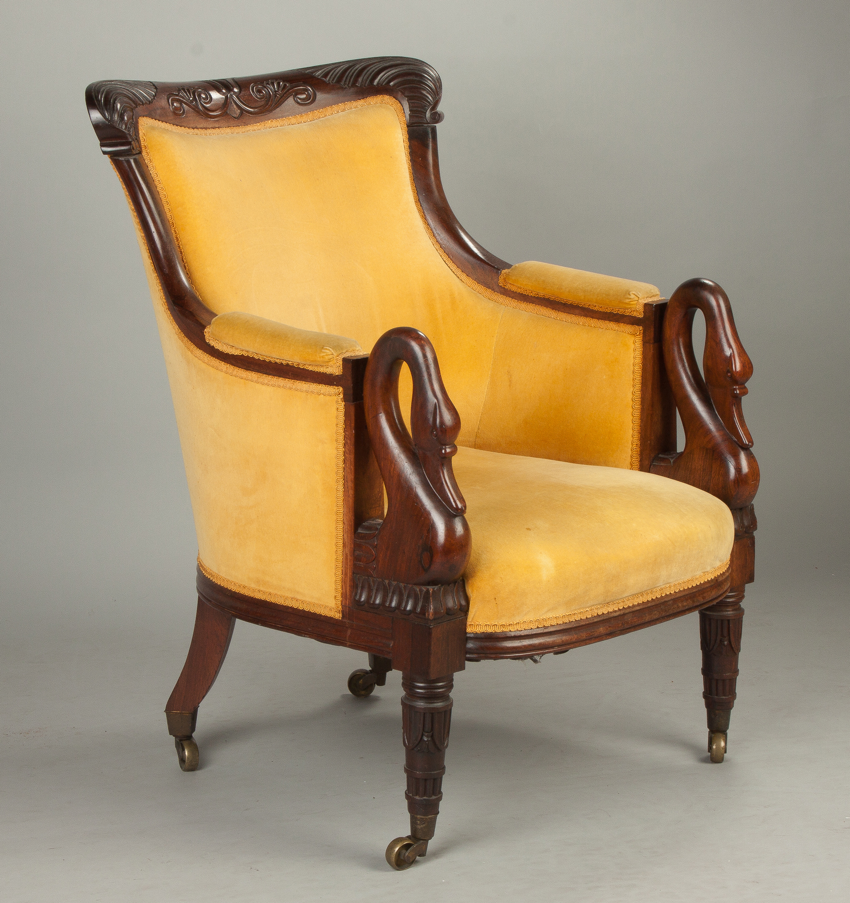 Appraisal: Carved Rosewood Armchair Early th century Carved legs and back