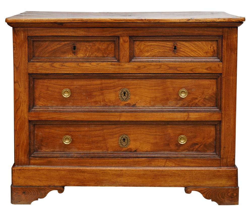 Appraisal: FRUITWOOD CHEST OF DRAWERShaving two half-width drawers over two full-width