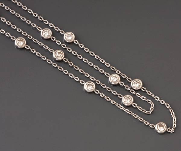 Appraisal: A diamond and platinum necklace estimated total diamond weight cts