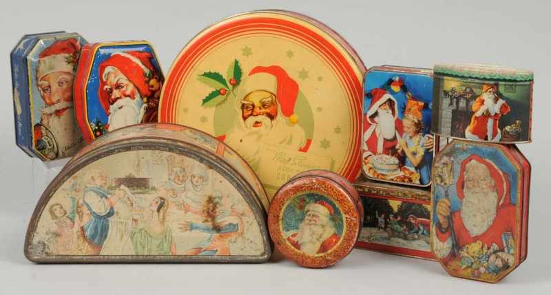 Appraisal: Lot of Christmas Tins Description An assortment of Christmas tins