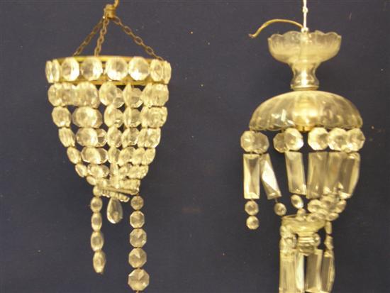 Appraisal: Two cut glass chandeliers with drops h in