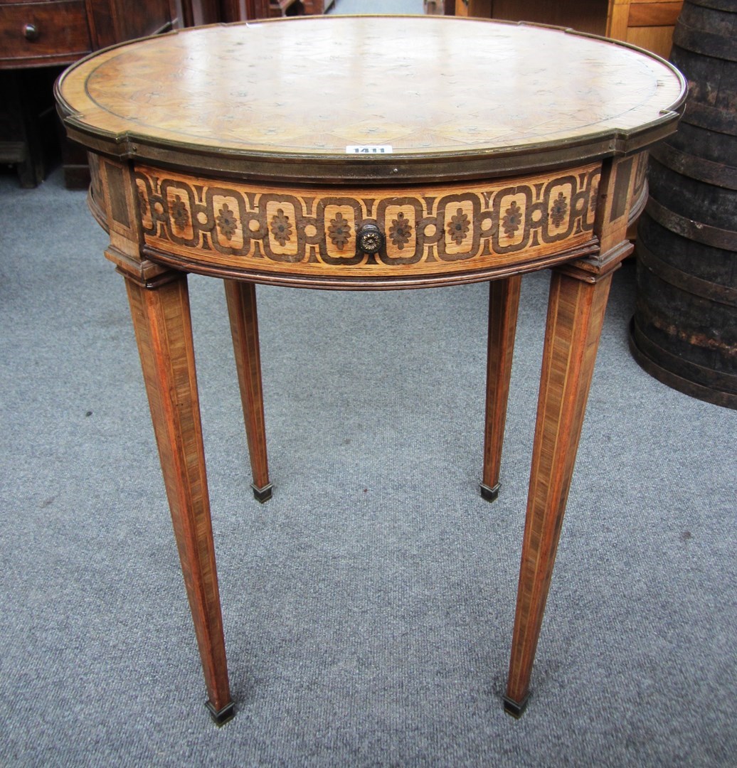 Appraisal: A late th century French parquetry inlaid mahogany gilt metal