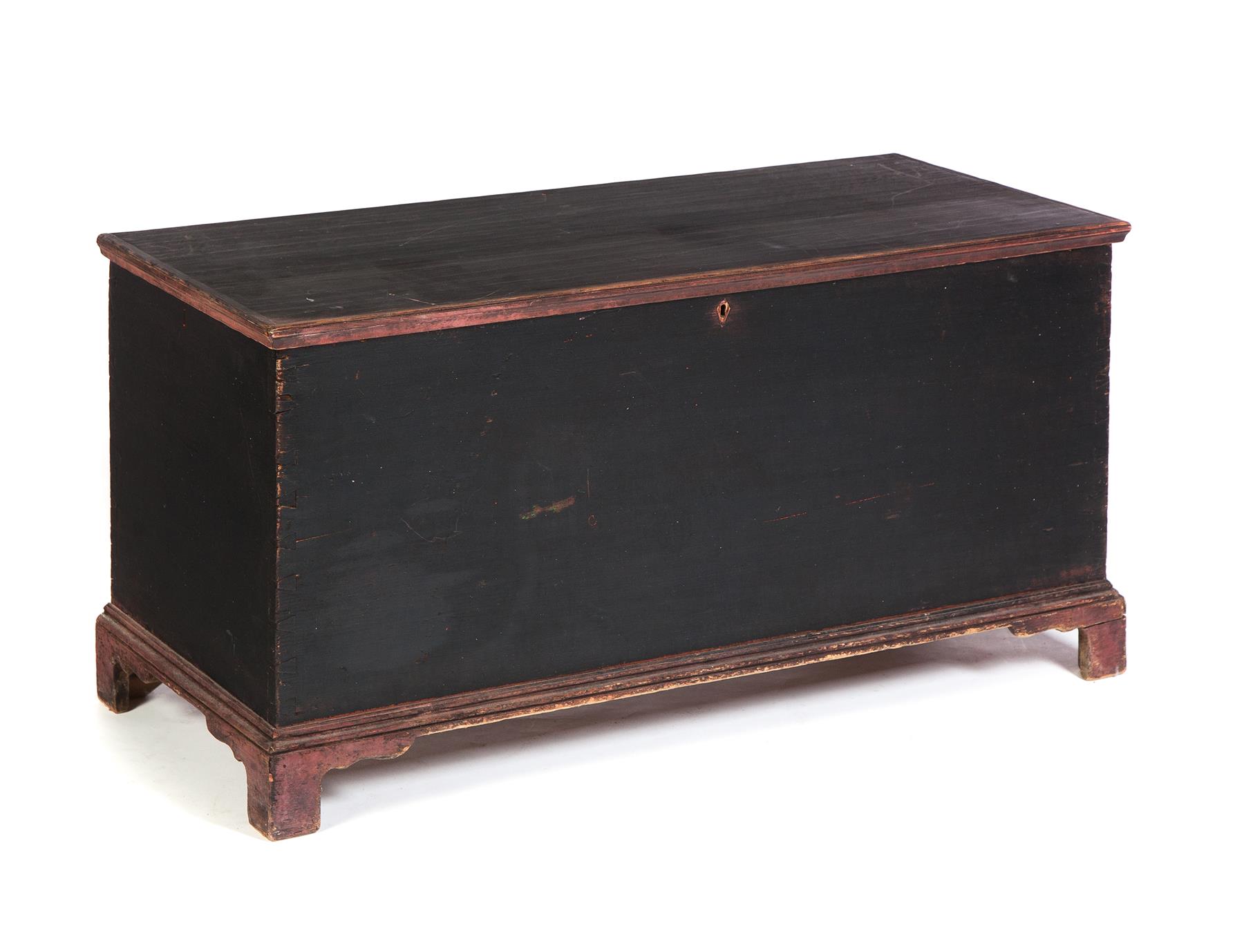 Appraisal: COUNTRY PAINTED BLANKET CHEST American nd half- th century pine