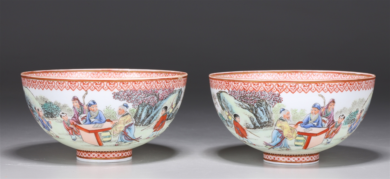 Appraisal: Pair Chinese eggshell enameled porcelain bowls each with seal mark