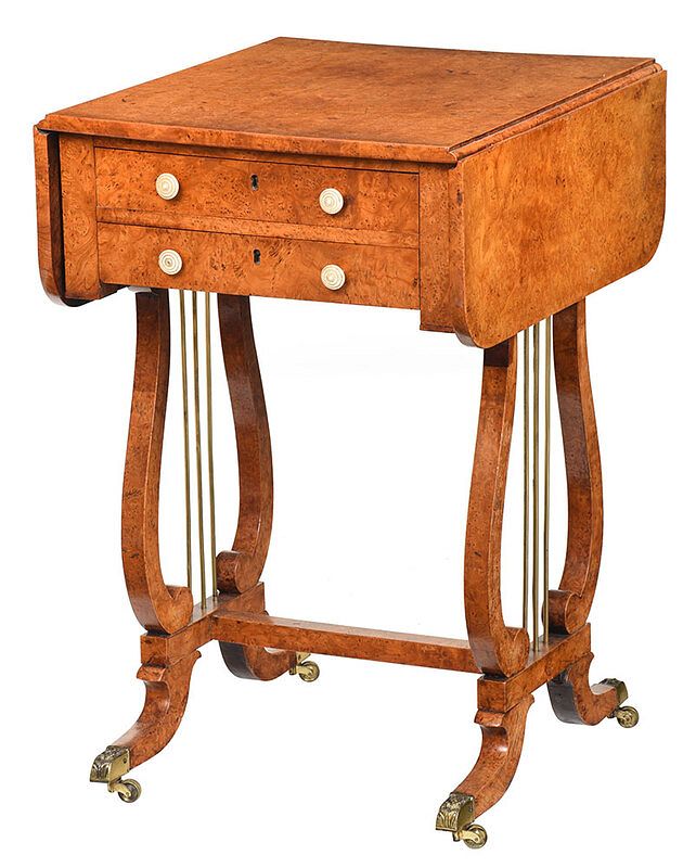 Appraisal: Fine Classical Burr Walnut Work Table British or Continental early