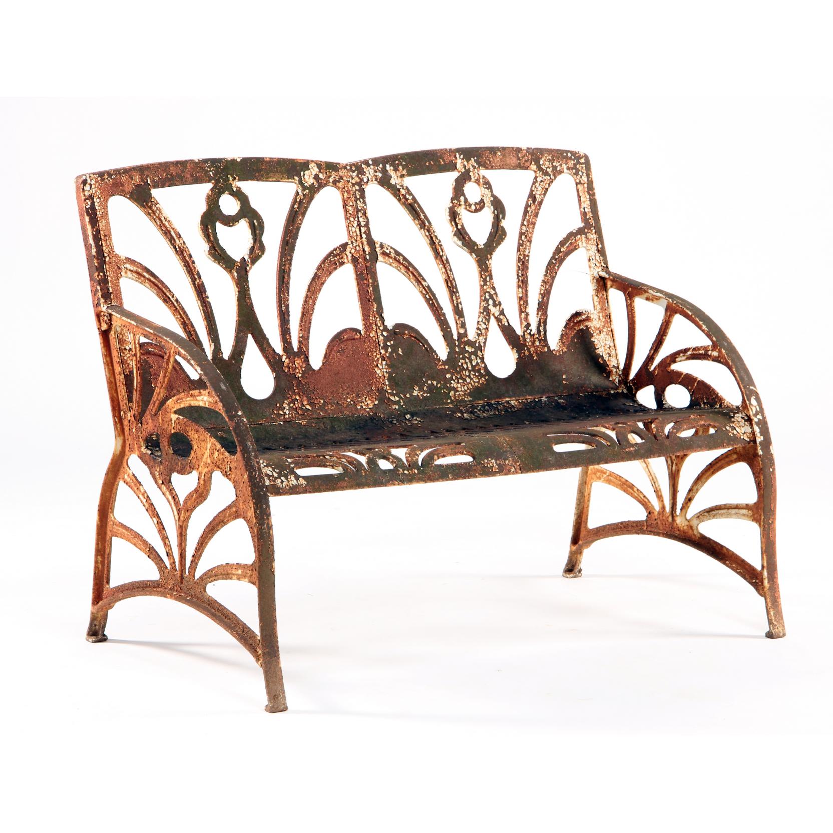 Appraisal: Hollander Jacobs Mfg Co Cast Iron Garden Bench s stylized