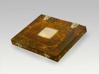 Appraisal: Historical literary interest a tortoiseshell stationary case shallow oblong form