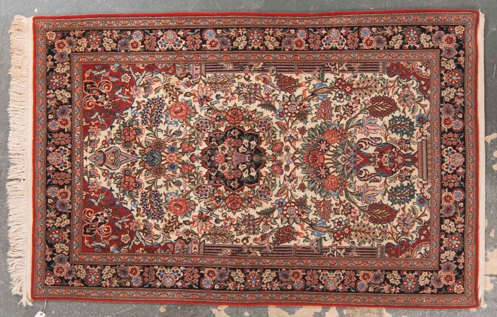 Appraisal: Persian Goum rug approx x Iran circa Condition Some stains