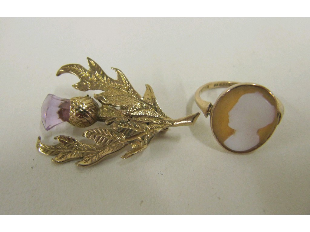 Appraisal: Lot comprising ct gold thistle brooch and a ct gold