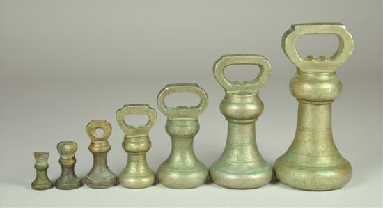 Appraisal: Bell Metal Weights Circa late th Century Seven weights two