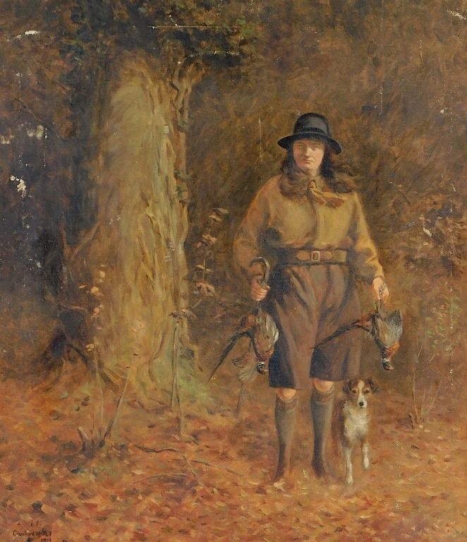 Appraisal: English Female Pheasant Hunter Dog Painting United Kingdom Dated Fall