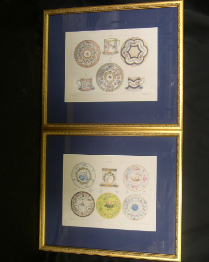 Appraisal: French School Early th Century Sevres Porcelains pair of chromolithographs