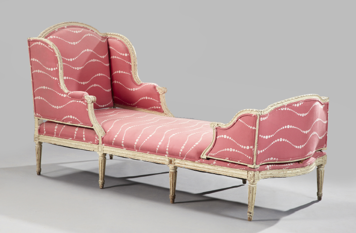 Appraisal: Louis XVI-Style Creme-Peinte Chaise Longue fourth quarter th century the