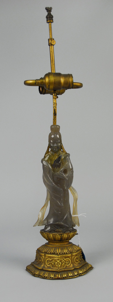 Appraisal: CHINESE CARVED HARDSTONE FIGURE OF GUANYIN in the form of