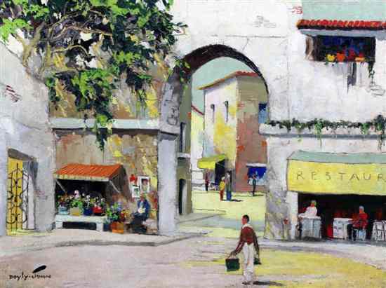 Appraisal: Cecil Rochfort D'Oyly-John - oil on canvas Mediterranean town scene