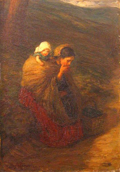 Appraisal: Hugh Cameron RSA Scottish - Mother and child resting by