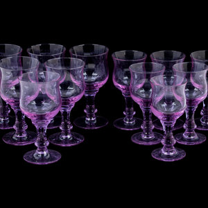 Appraisal: A Group of Colored Glass Stemware th Century comprising twelve