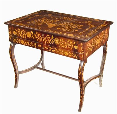 Appraisal: A late th century Dutch marquetry washstand the hinged top