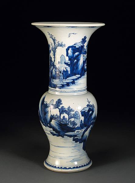 Appraisal: A blue and white porcelain vase Kangxi Period Its elongated